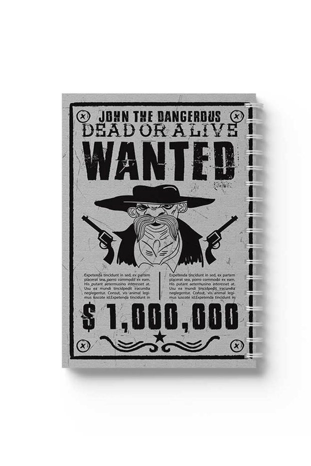 دفتر ملاحظات حلزوني مع غلافين أمامي وخلفي صلبين بتصميم Wanted