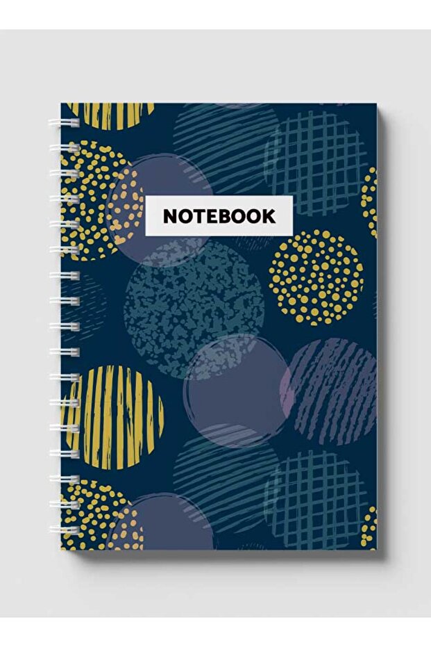 Spiral Notebook with Front and Back Hard Covers Featuring Cover with Circles- Design