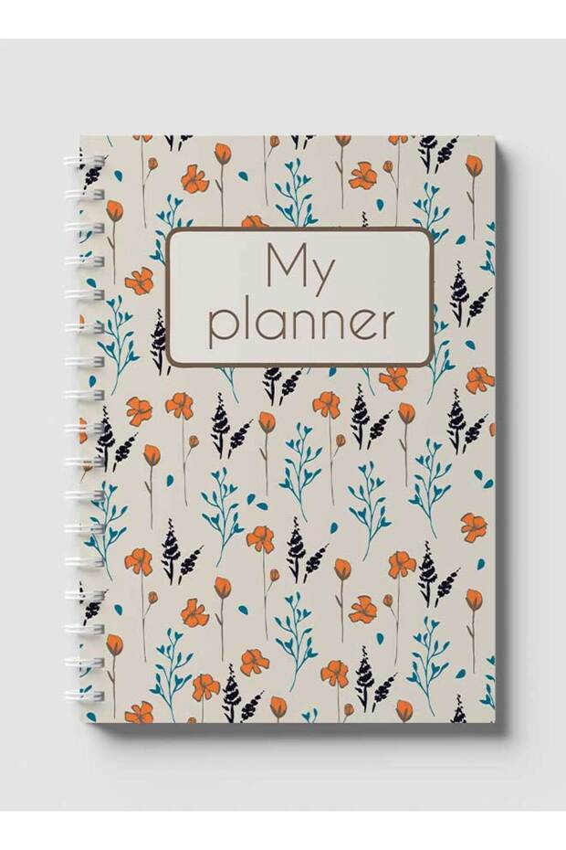 Spiral Notebook with Front and Back Hard Covers Featuring My Planner Floral Design