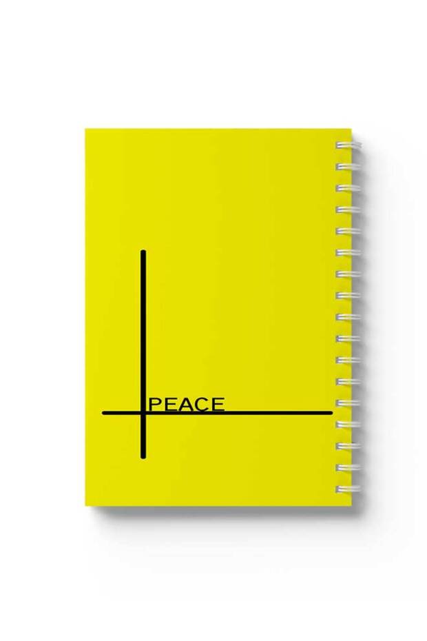 Spiral Notebook with Front and Back Hard Covers Featuring Peace Design