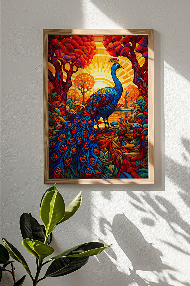 One Piece Real Raw Wooden Framed Mosaic Themed Painting - Model 10