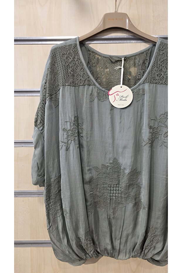 İtalyan İpek Bluz Dantelli - 2