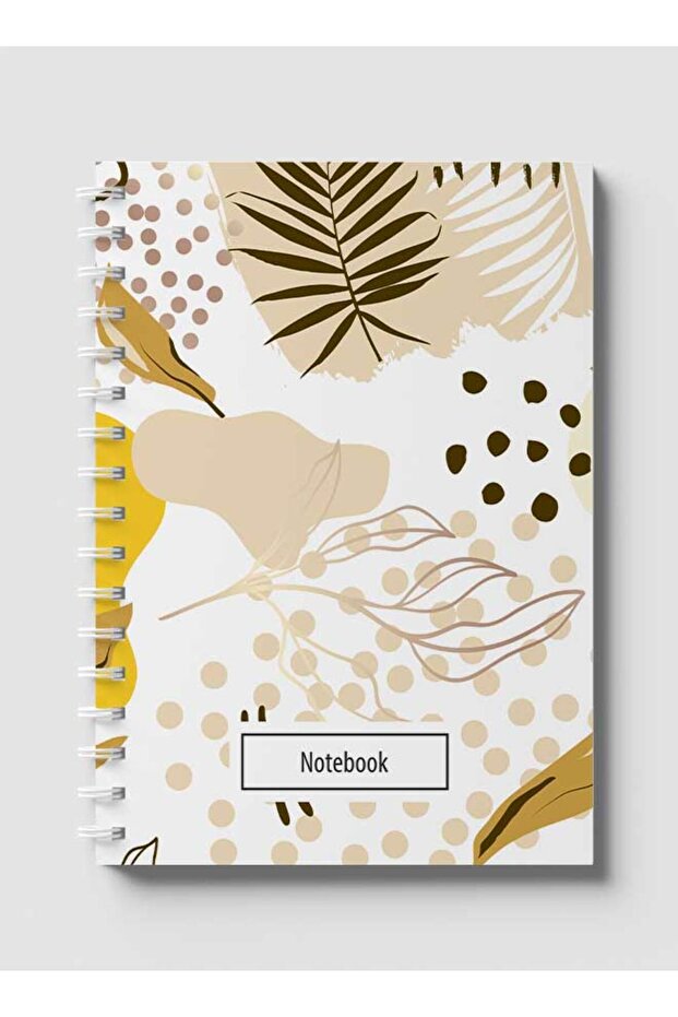 Spiral Notebook with Front and Back Hard Covers Featuring Abstract Floral Design
