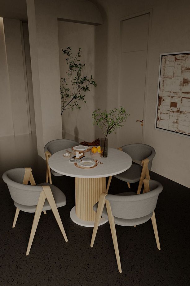 Antoryum Yuvarlak Mutfak Masası Yemek Masası Balkon Masası Ofis Mobilyası Ahşap - 4