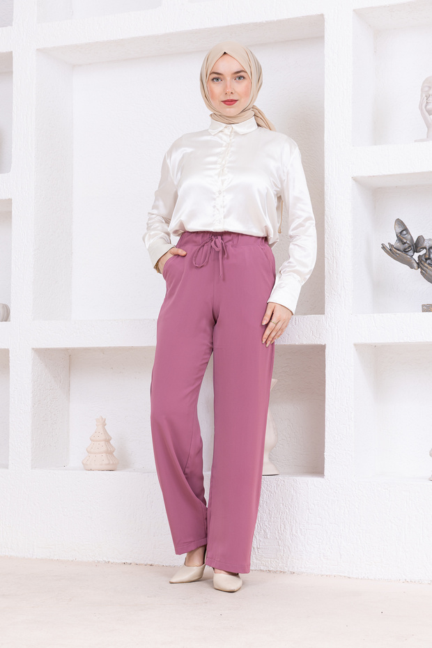 Women's Waist Elastic Pocket Trousers