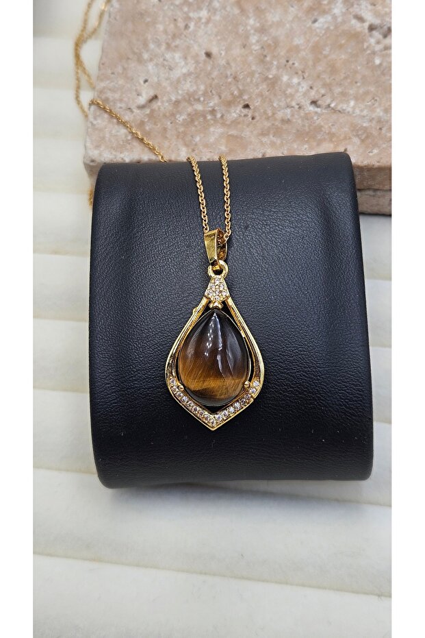 Doğaltaş çelik kolye özel seri - 3