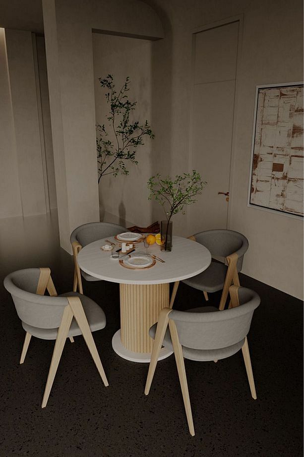 Antoryum Yuvarlak Mutfak Masası Yemek Masası Balkon Masası Ofis Mobilyası Ahşap - 6