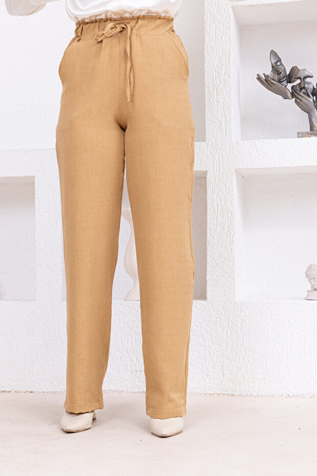 Linen pants with elastic waist and pockets - 7