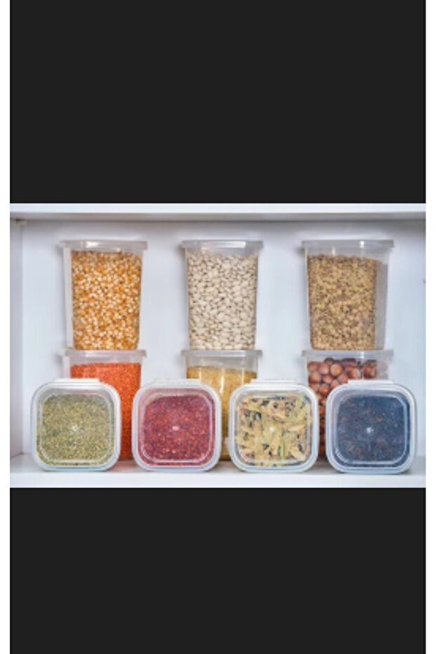 6'lı Set erzak kabı Uzun Dikdörtgen Saklama Kabı 1,15 Lt - 5