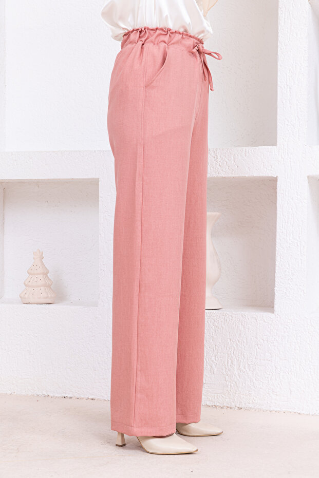 Linen pants with elastic waist and pockets - 3
