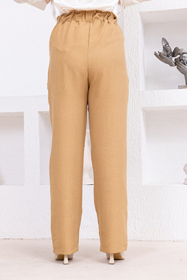 Linen pants with elastic waist and pockets - 6