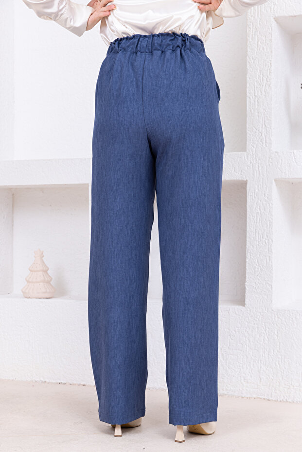 Linen pants with elastic waist and pockets - 7