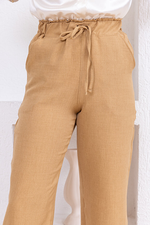 Linen pants with elastic waist and pockets - 8