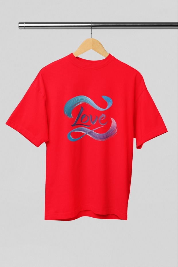 Men/Women Love Transfer Printed Round Neck Short Sleeve T-Shirt