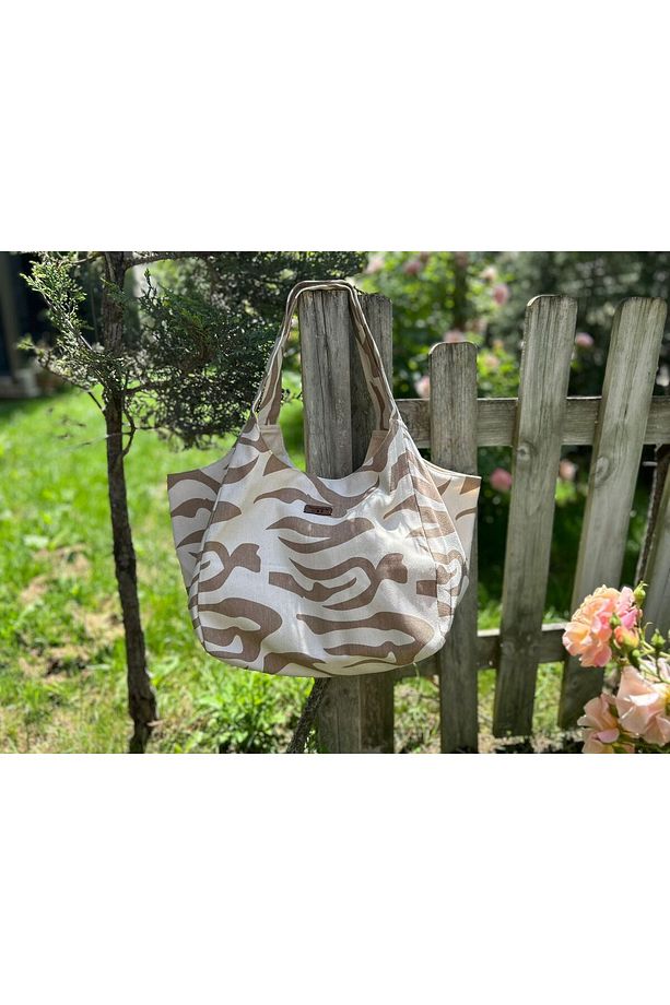 PAMUK GABARDIN ZEBRA DESEN KUMAŞ ÇANTA - 1