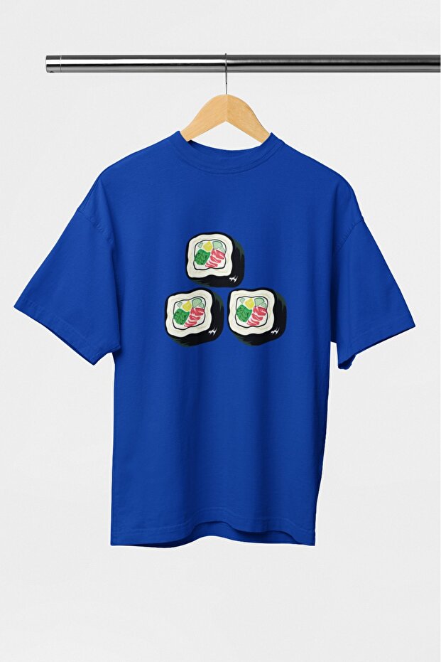 Men/Women 3Sushi Transfer Printed Round Neck Short Sleeve T-Shirt