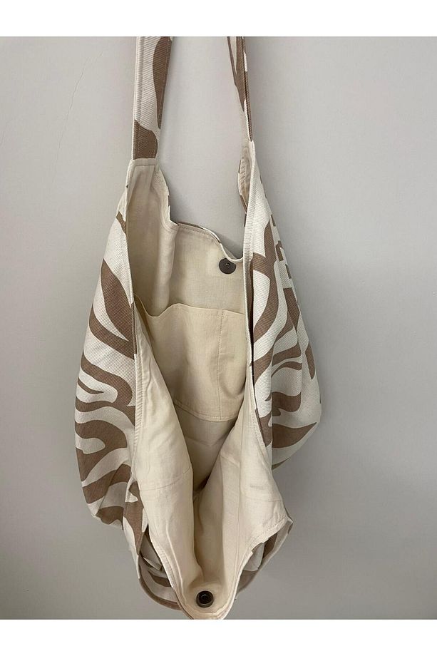 PAMUK GABARDIN ZEBRA DESEN KUMAŞ ÇANTA - 5