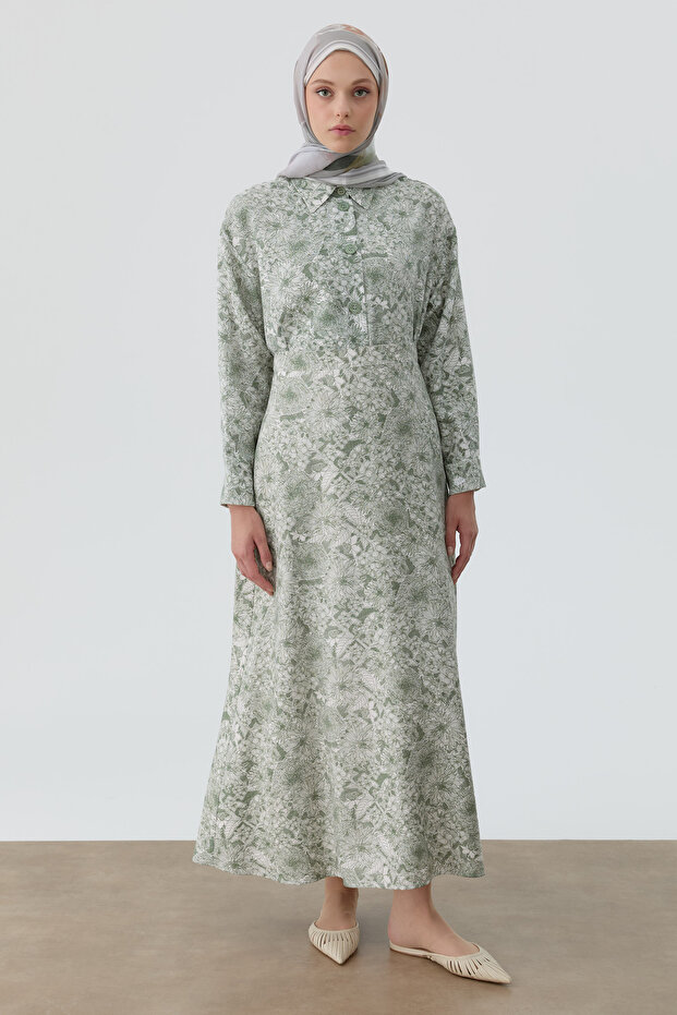 Multi Çiçek Desenli Çan Etek - Mint - 3