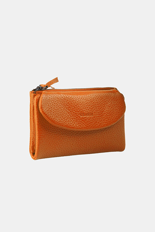 Hakiki Deri Kadın Cüzdan Turuncu 2813 - 2