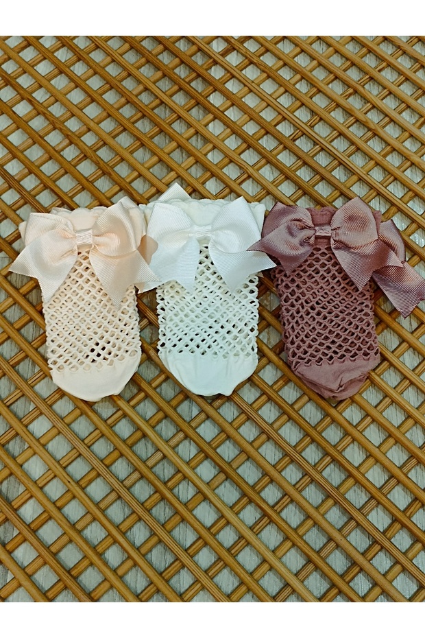 Children's 3-Piece Socks with Mesh Ribbon