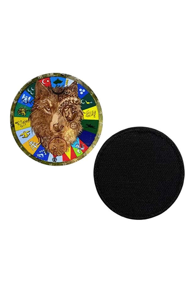 Kurt Başlı Türk Devletleri Bayrakları Peç Patch - 8 cm - 2