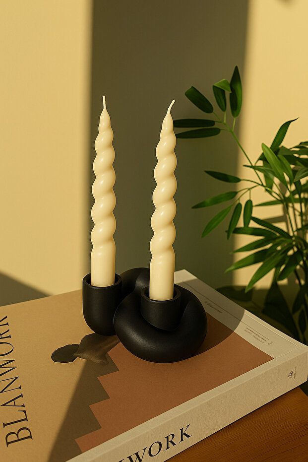 İki Oluklu Düğüm Şamdan & Mumluk - 1