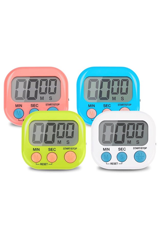 مؤقت إلكتروني متعدد الوظائف مكون من 4 قطع، لإدارة التعلم، مناسب للمطبخ والدراسة والعمل والتمرين - 1