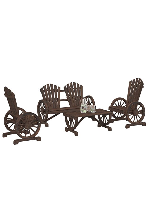 4 Piece Garden Lounge Set Solid Wood Fir