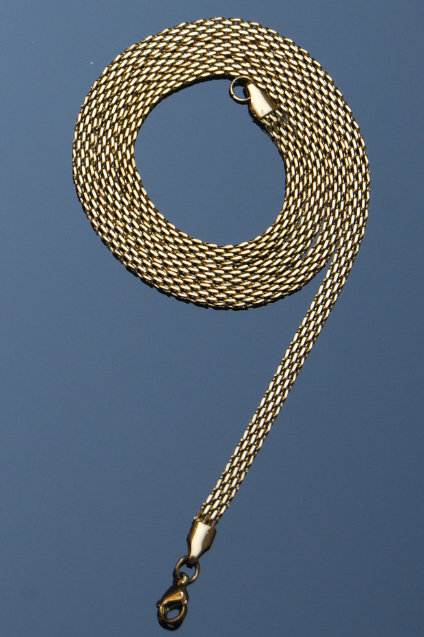 Steel Italian Knitted Straw Necklace 4 mm Gold Color | Non-Blackening, Unisex, 2 Years Warranty
