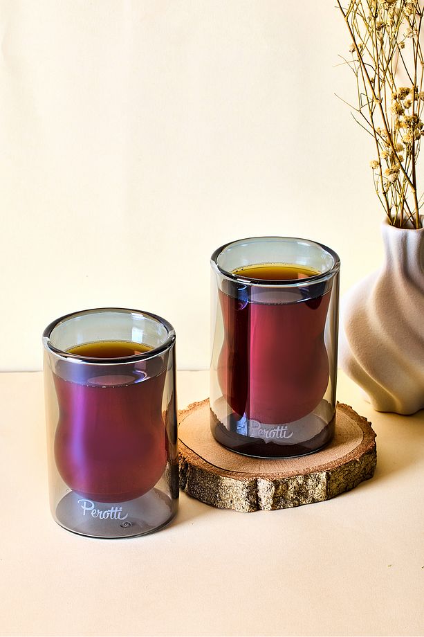 Füme 2'li Isıya Dayanıklı Çift Cidarlı Cam Çay Bardağı 140 ml - 1