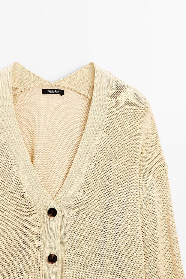 Oversize ince triko hırka - 6