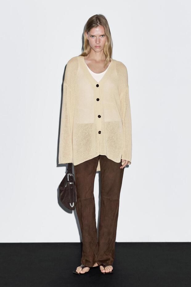 Oversize ince triko hırka - 1