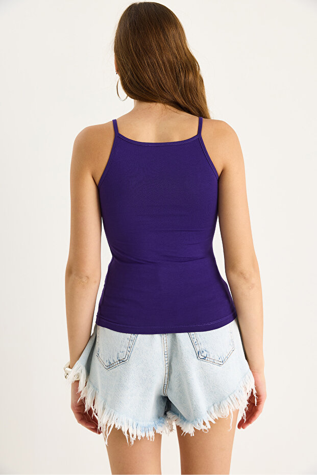 Kadın Halter Yaka Saran Basic Bluz - 6