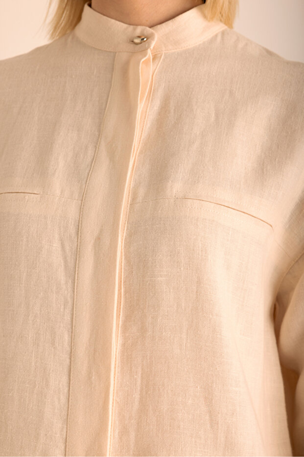 Hakim Yaka Keten Gömlek - 3
