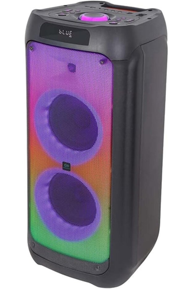 Party Speaker (EPS1022), Black - 80W Bluetooth Speaker with Built-In Disco Lights, MIC/Guitar