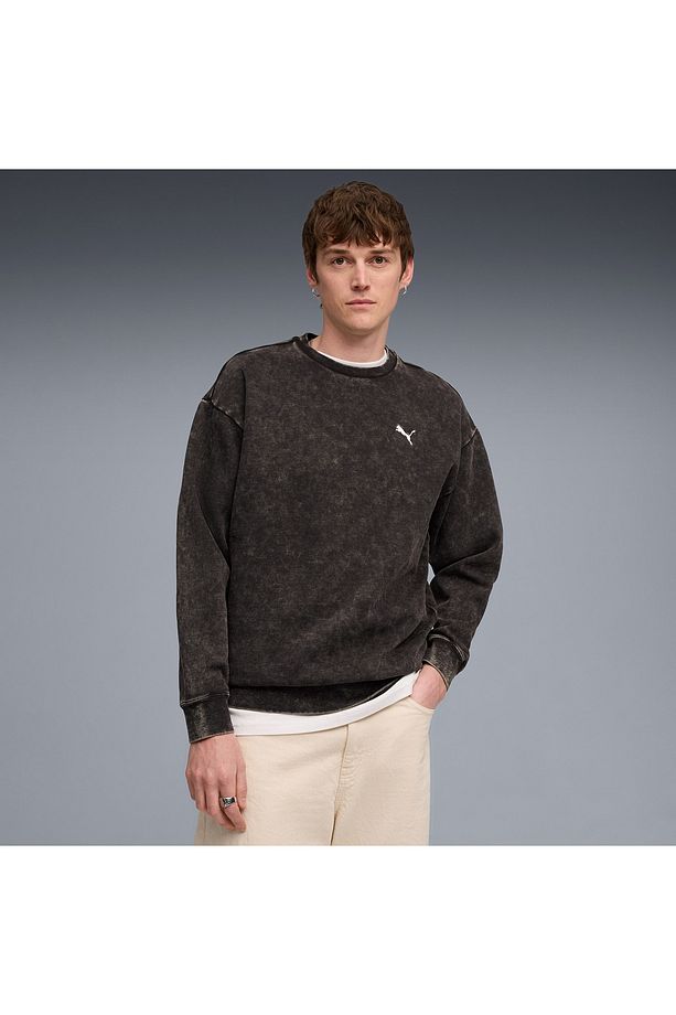 Ess Elevated Wash Crew Erkek Siyah Sweatshirt - 1