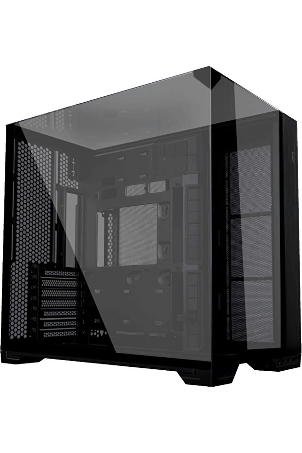علبة كمبيوتر O11 Vision Compact ATX متوسطة الحجم/خزانة ألعاب - أسود | ألمنيوم وزجاج مقسى