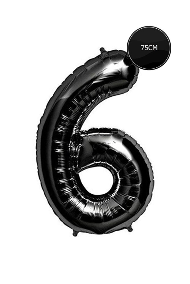 75cm 6 Number Foil Balloon Black