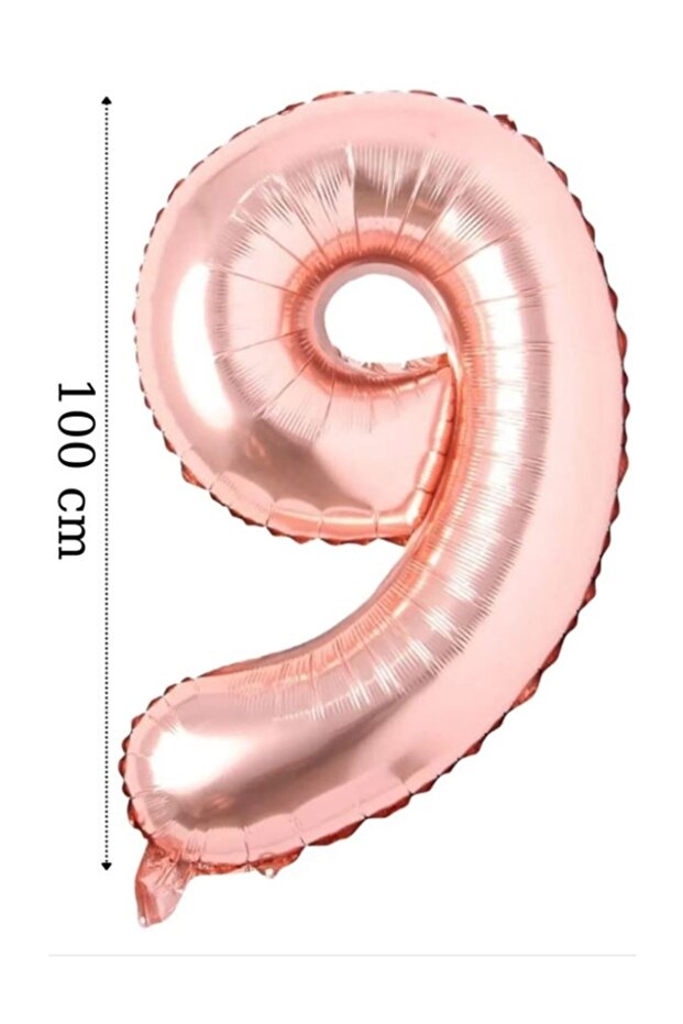 Number Foil Balloon 9 Rosegold 100 Cm