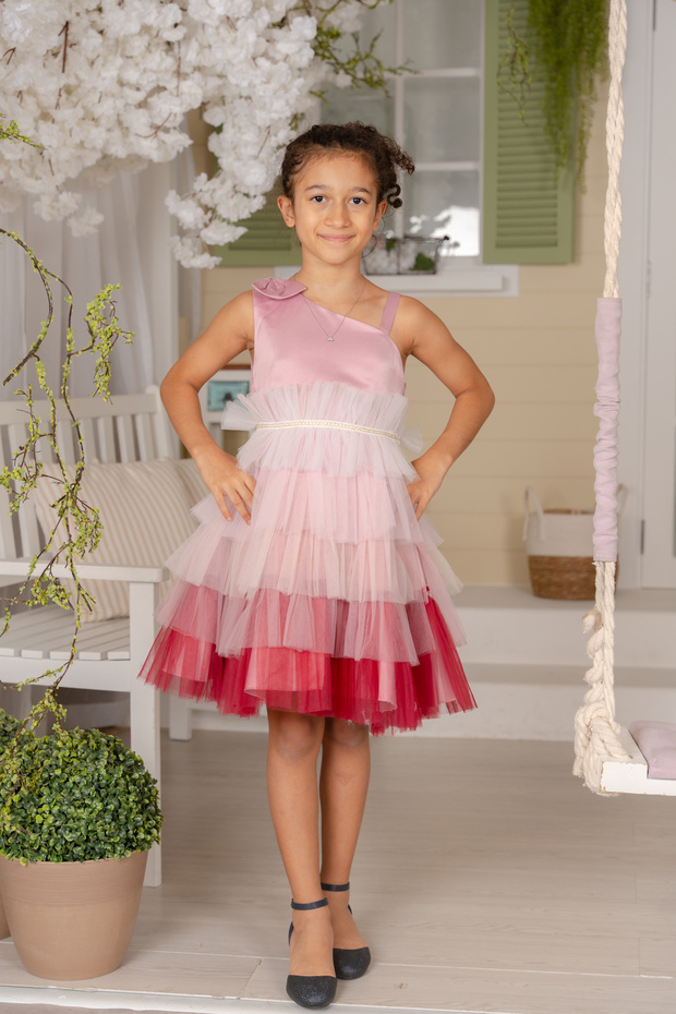 D' Daniela - Emelly Dark Pink Colorful Party Dress