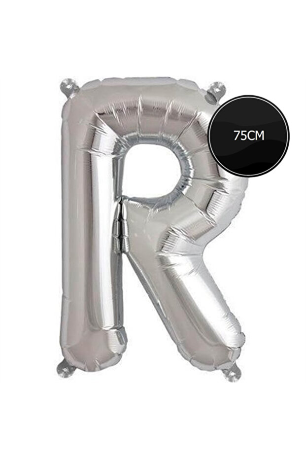 75cm Letter R Foil Balloon Silver