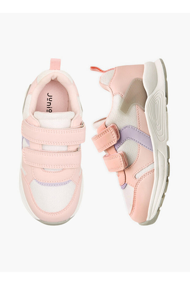 Panelled Sneakers with Hook and Loop Closure