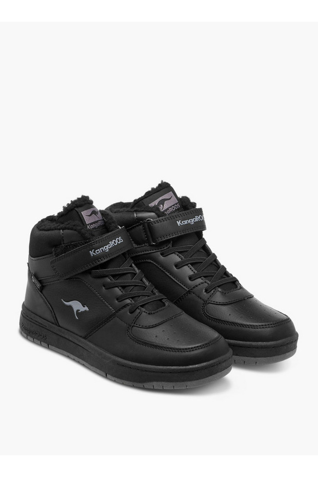 Boys' Panelled High Top Shoes with Hook and Loop Closure - 1