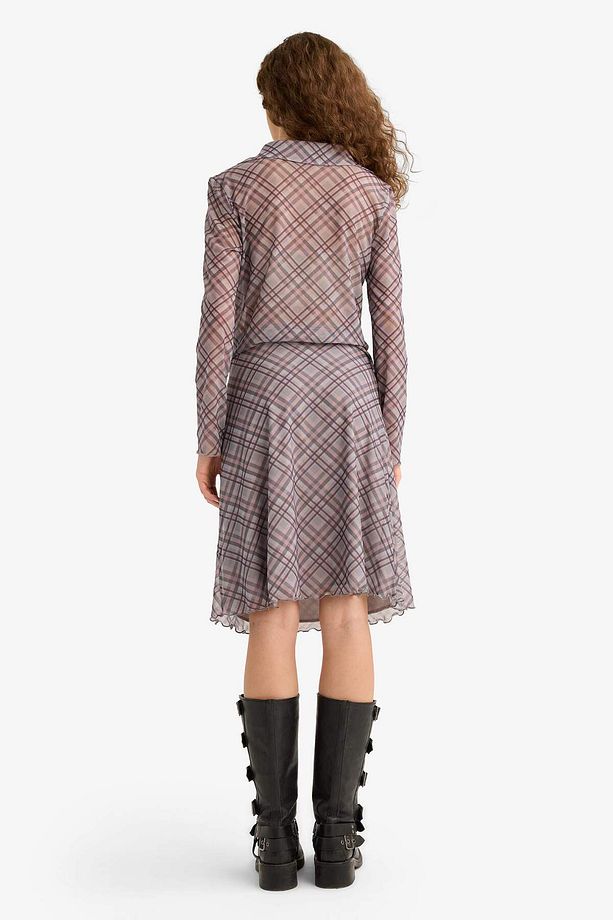 A Form Kareli Normal Bel Tül Midi Etek F7790AX25AU - 5