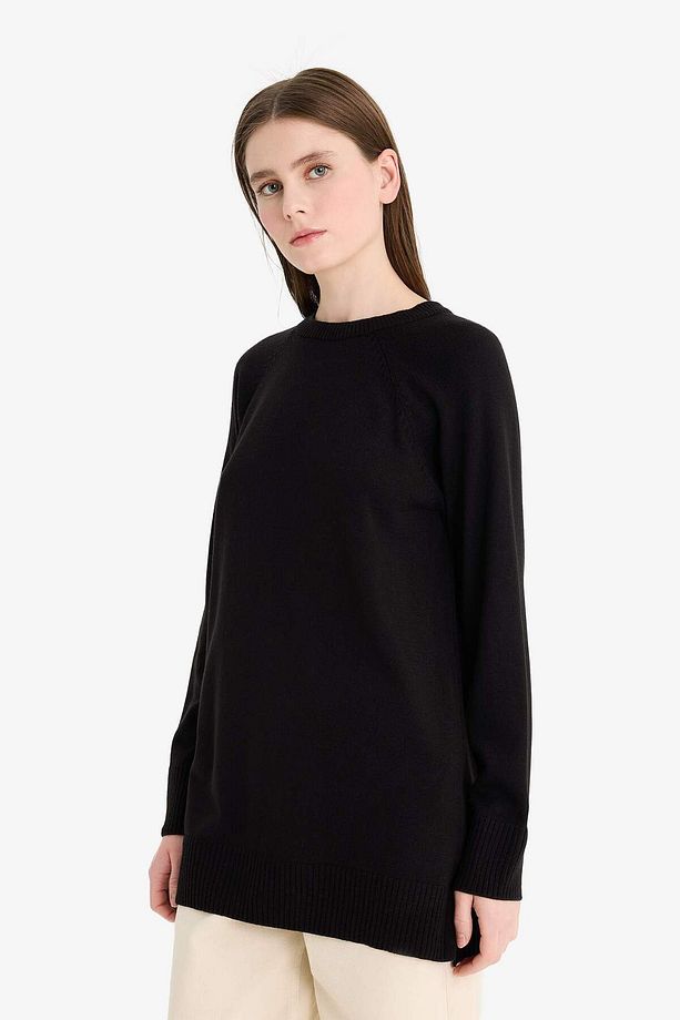 Regular Fit Bisiklet Yaka Basic Düz Uzun Kollu Tunik C4474AX25WN - 4