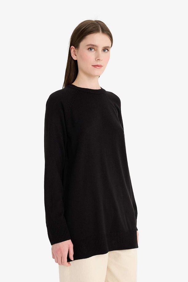 Regular Fit Bisiklet Yaka Basic Düz Uzun Kollu Tunik C4474AX25WN - 3