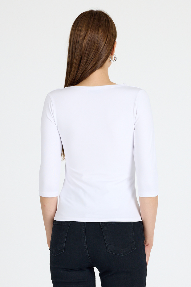 Ekru Kare Yaka Örme Body 9193M - 5