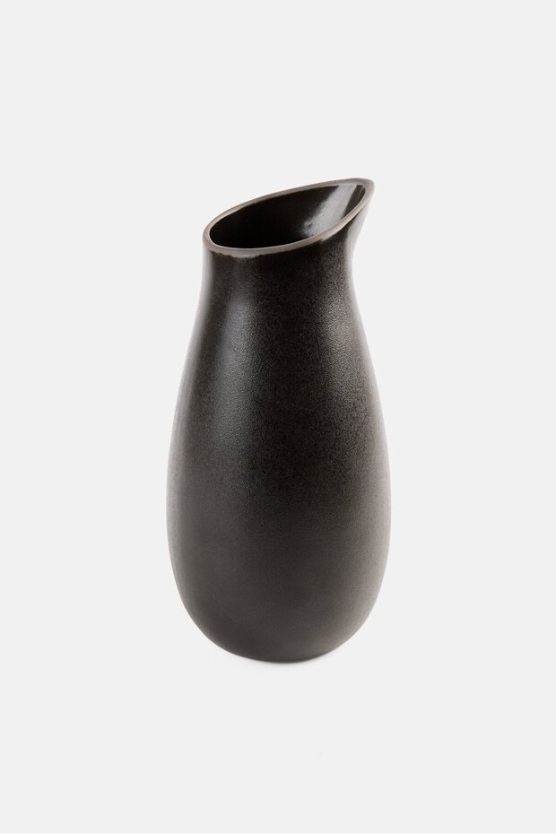 Solid Stoneware Decorative Flower Vase, Black - 1