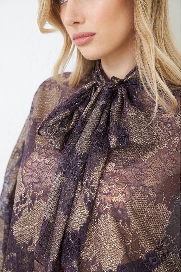 MOR VİNTAGE DANTELLİ BLUZ - 2