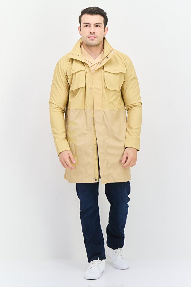 Men Solid Trench Jacket, Tan - 4